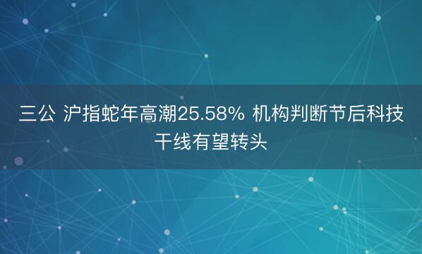 三公 沪指蛇年高潮25.58% 机构判断节后科技干线有望转头