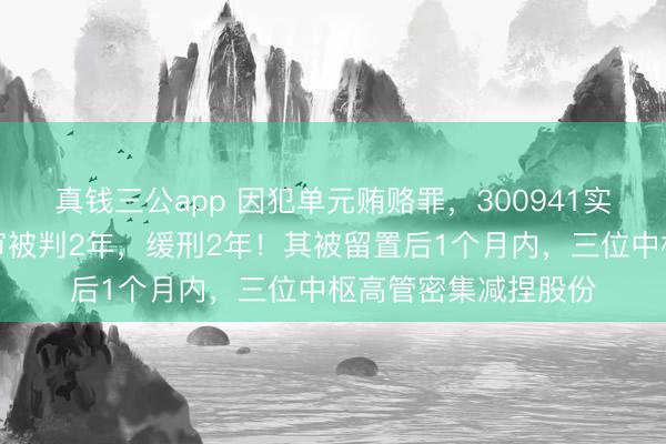 真钱三公app 因犯单元贿赂罪，300941实控东谈倡导新生一审被判2年，缓刑2年！其被留置后1个月内，三位中枢高管密集减捏股份