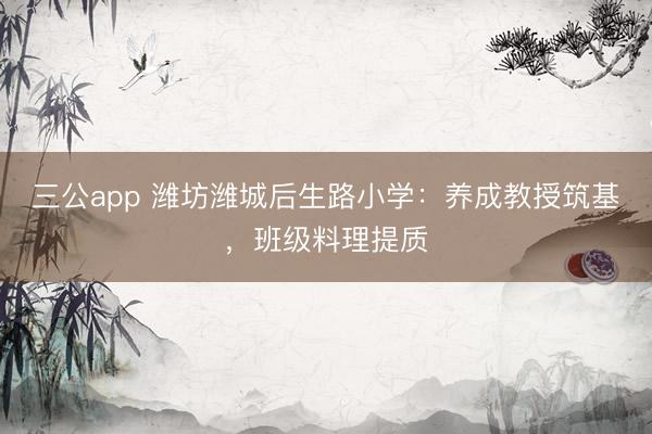 三公app 潍坊潍城后生路小学：养成教授筑基，班级料理提质
