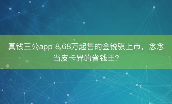 真钱三公app 8.68万起售的金锐骐上市,念念当皮卡界的省钱王?