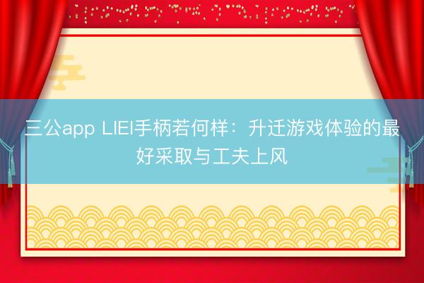 三公app LIEI手柄若何样：升迁游戏体验的最好采取与工夫上风