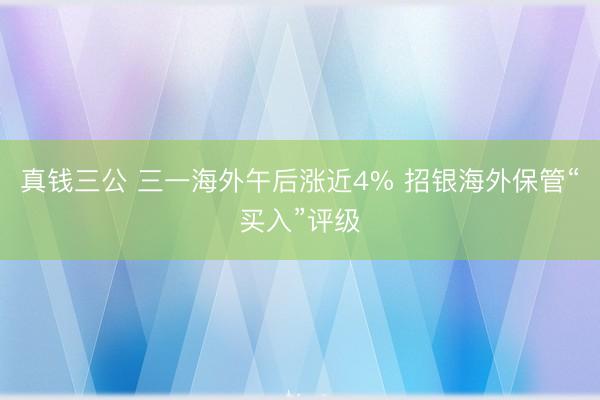 真钱三公 三一海外午后涨近4% 招银海外保管“买入”评级