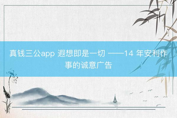真钱三公app 遐想即是一切 ——14 年安利作事的诚意广告