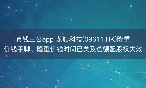 真钱三公app 龙旗科技(09611.HK)隆重价钱手脚、隆重价钱时间已矣及逾额配股权失效