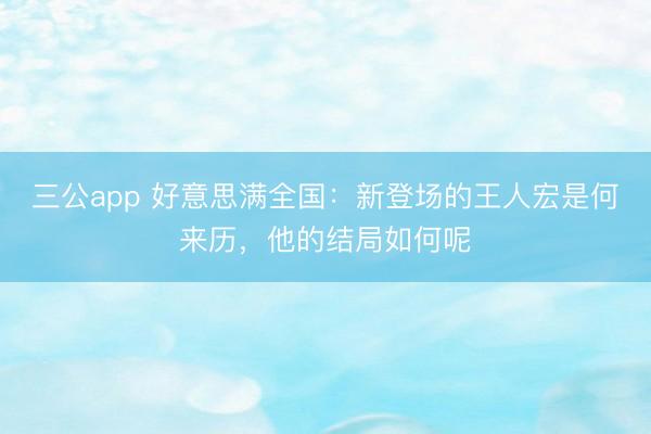 三公app 好意思满全国:新登场的王人宏是何来历,他的结局如何呢