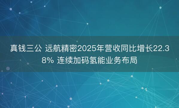 真钱三公 远航精密2025年营收同比增长22.38% 连续加码氢能业务布局
