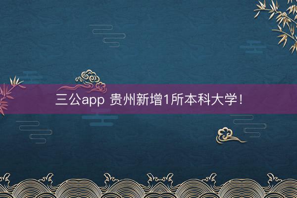三公app 贵州新增1所本科大学！