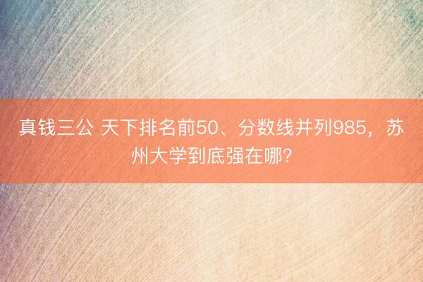 真钱三公 天下排名前50、分数线并列985，苏州大学到底强在哪？