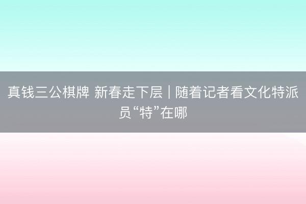 真钱三公棋牌 新春走下层 | 随着记者看文化特派员“特”在哪