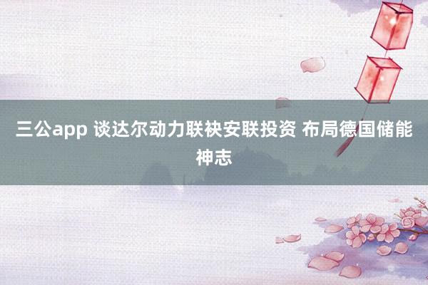 三公app 谈达尔动力联袂安联投资 布局德国储能神志