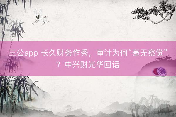 三公app 长久财务作秀，审计为何“毫无察觉”？中兴财光华回话