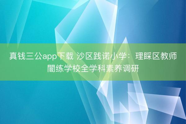 真钱三公app下载 沙区践诺小学：理睬区教师闇练学校全学科素养调研