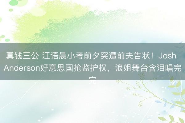 真钱三公 江语晨小考前夕突遭前夫告状！Josh Anderson好意思国抢监护权，浪姐舞台含泪唱完