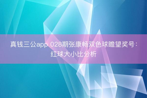 真钱三公app 028期张康畅双色球瞻望奖号：红球大小比分析