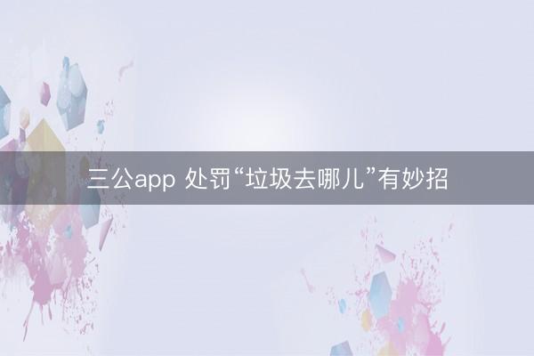三公app 处罚“垃圾去哪儿”有妙招