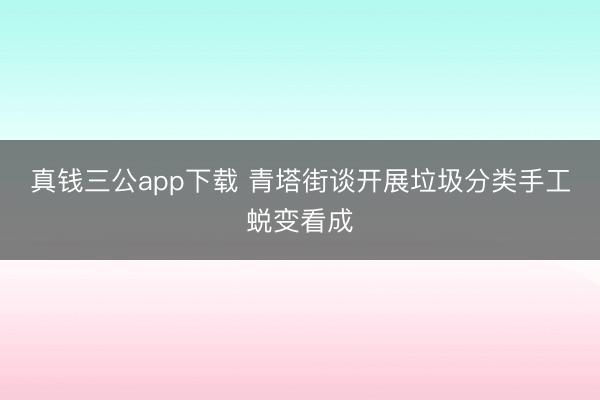 真钱三公app下载 青塔街谈开展垃圾分类手工蜕变看成