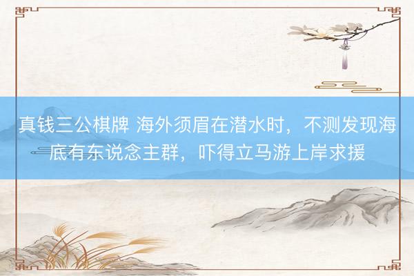 真钱三公棋牌 海外须眉在潜水时，不测发现海底有东说念主群，吓得立马游上岸求援