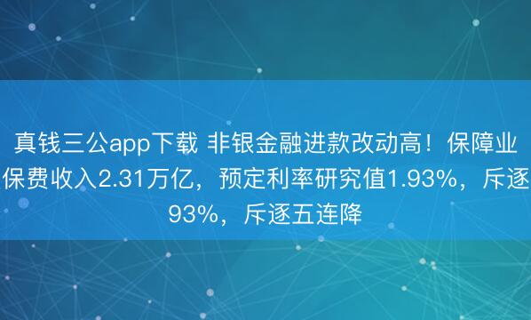 真钱三公app下载 非银金融进款改动高！保障业一季度保费收入2.31万亿，预定利率研究值1.93%，斥逐五连降