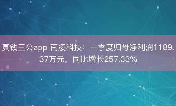 真钱三公app 南凌科技：一季度归母净利润1189.37万元，同比增长257.33%