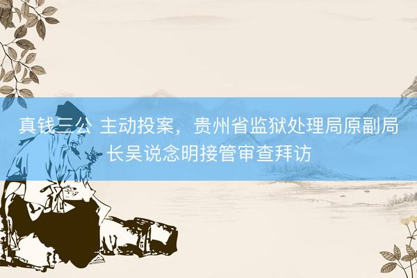 真钱三公 主动投案，贵州省监狱处理局原副局长吴说念明接管审查拜访